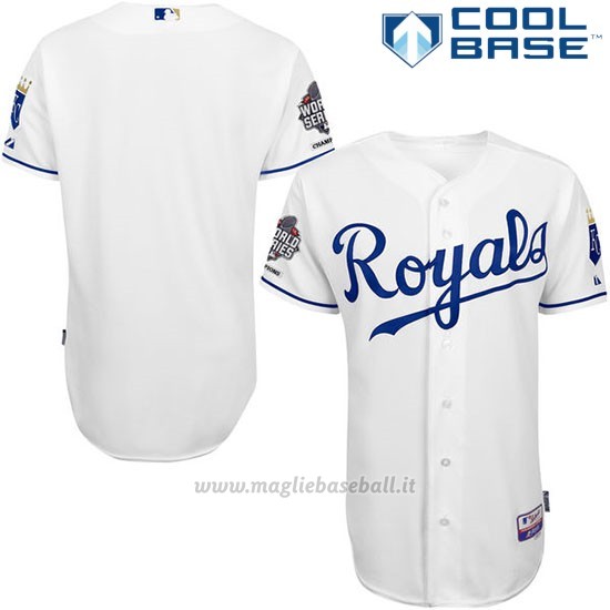 Maglia Baseball Uomo Kansas City Royals Bianco Cool Base Giocatore Autentico Campionejersey